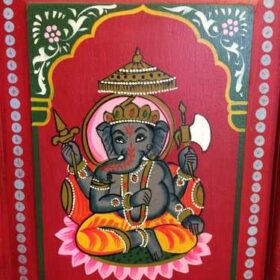 k74 14 indian furniture cabinet red hand painted close god