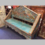 KH22 102 indian furniture bench unusual large carved blue main
