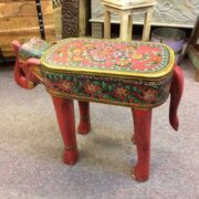 kh22 109 indian furniture table elephant hand painted red right