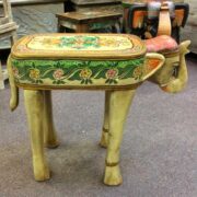 kh22 109 indian furniture table elephant hand painted yellow left