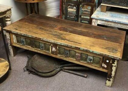 kh22 120 2 indian furniture coffee table buddha drawers reclaimed side
