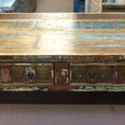 kh22 120 indian furniture coffee table buddha drawers reclaimed front