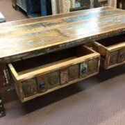 kh22 120 indian furniture coffee table buddha drawers reclaimed open