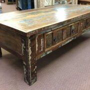 kh22 120 indian furniture coffee table buddha drawers reclaimed left