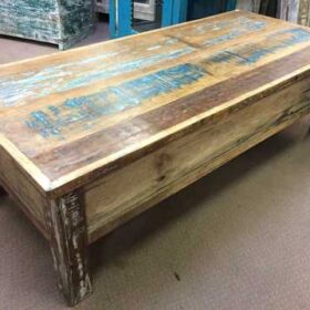 kh22 120 indian furniture coffee table buddha drawers reclaimed back