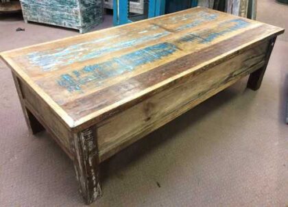 kh22 120 indian furniture coffee table buddha drawers reclaimed back