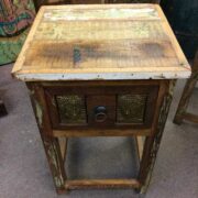 kh22 145 indian furniture side table buddha reclaimed drawer top 2