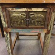 kh22 146 indian furniture side table elephant reclaimed drawer close
