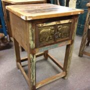 kh22 146 indian furniture side table elephant reclaimed drawer main