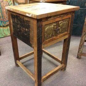 kh22 146 indian furniture side table elephant reclaimed drawer left