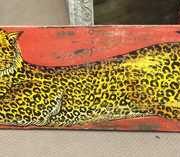 kh22 215 indian panel leopard red wall hanging front