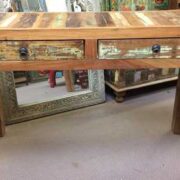 kh22 118 indian furniture 2 drawer console table reclaimed front