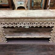 kh22 178 indian furniture console table white carved front