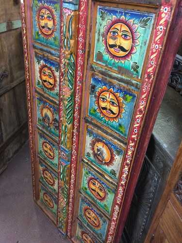 kh22 182 indian furniture door hand painted face flower right