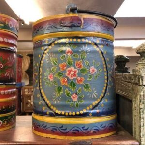 KH22 152 BL indian accessory hand painted bin colourful blue front
