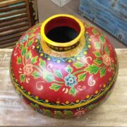 KH22 152 RE indian accessory hand painted metal pot red top