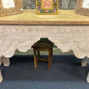 k76 0101 indian furniture white and natural console front