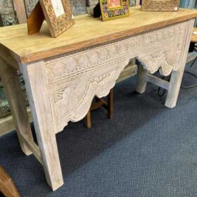 k76 0101 indian furniture white and natural console left