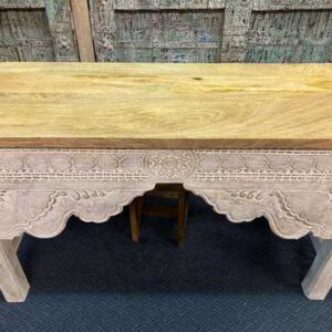 k76 0101 indian furniture white and natural console top