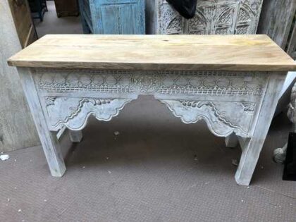 k76 0101 indian furniture white natural console table front