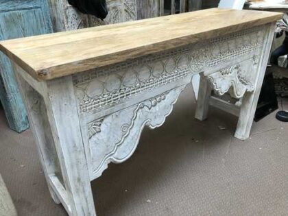k76 0101 indian furniture white natural console table left