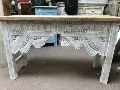 k76 0101 indian furniture white natural console table close