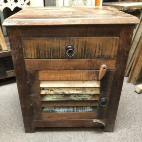 k76 0133 indian furniture bedside reclaimed wide slat front