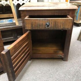 k76 0133 indian furniture bedside reclaimed wide slat open