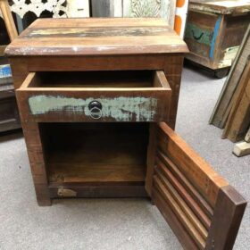 k76 0133 indian furniture bedside reclaimed wide slat open 2