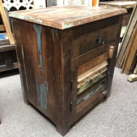 k76 0133 indian furniture bedside reclaimed wide slat left