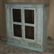 k76 0176 indian furniture cabinet blue glass doors drawers factory