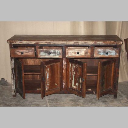 k76 0291 indian furniture sideboard reclaimed plain 4 door drawer factory