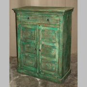 k76 0300 indian furniture cabinet green medium doors drawers