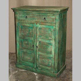 k76 0300 indian furniture cabinet green medium doors drawers