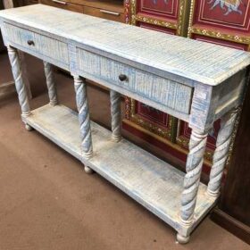 k76 0370 indian furniture console 2 drawer shelf blue right