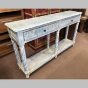 k76 0370 indian furniture console 2 drawer shelf blue main