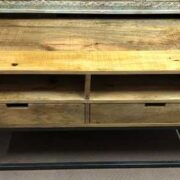 k76 0754 indian furniture industrial mango tv unit cabinet wood metal front