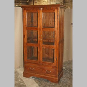 k76 0838 indian furniture cabinet teak glass 1 drawer factory