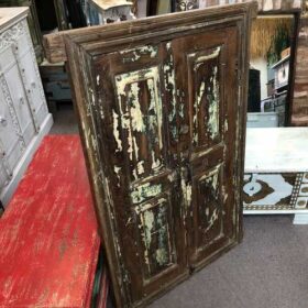 k76 1458 indian furniture reclaimed doored window large left