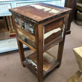 k76 1529 indian furniture side table 2 drawers reclaimed factory right