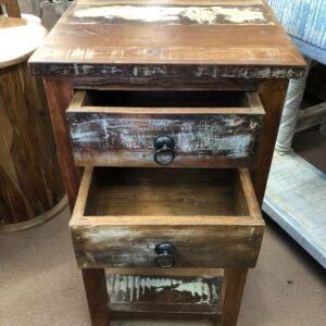 k76 1529 indian furniture side table 2 drawers reclaimed factory open