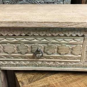 k76 1728 indian furniture 3 drawer carved console white close left