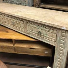 k76 1728 indian furniture 3 drawer carved console white right