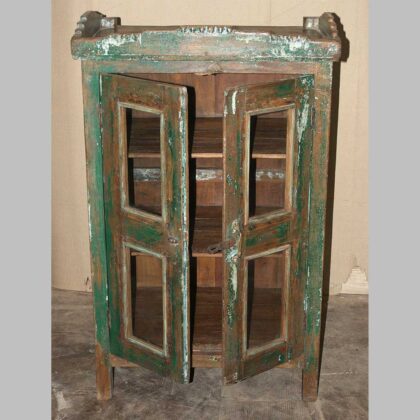 k76 2098 indian furniture cabinet green glass door factory