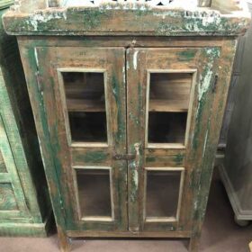 k76 2098 indian furniture green glass door cabinet close front