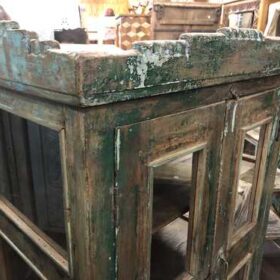 k76 2098 indian furniture green glass door cabinet close top