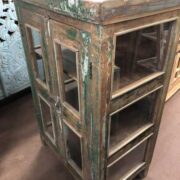 k76 2098 indian furniture green glass door cabinet right
