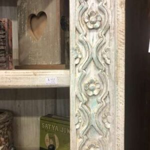 k76 2116 indian furniture carved edge bookcase large white close right