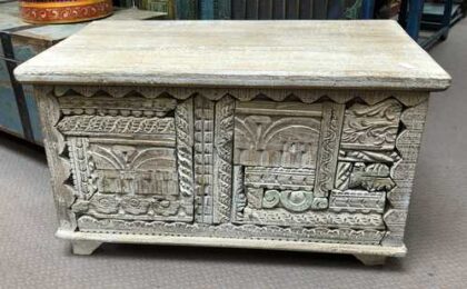 k76 2197 indian furniture carved block light trunk front