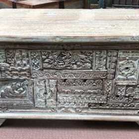 k76 2198 indian furniture pale blue carved block box front